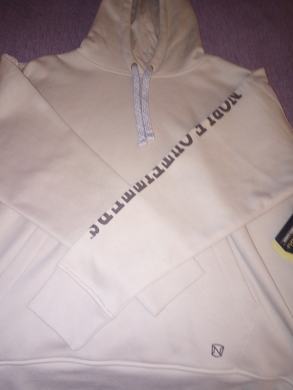 Women's Noble Outfitters Cream Pullover Hoodie with Sleeve Logo-XL